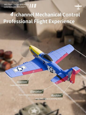 RC طائرة 3 قنوات P51 طائرة التحكم عن بعد موستانج ألعاب مقاتلة، 2.4 جيجا هرتز Smart Gyro Stabilizer RTF طائرة شراعية مع بطاريتين، سهلة الطيران للبالغين والأطفال المبتدئين والأولاد in Kuwait