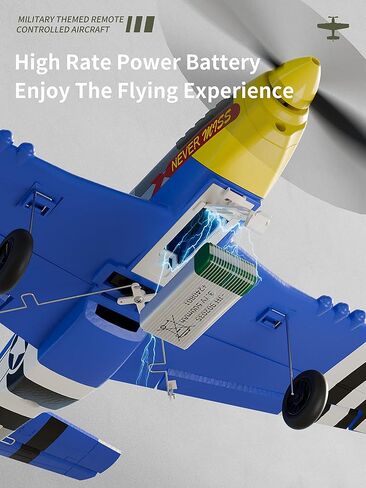 RC طائرة 3 قنوات P51 طائرة التحكم عن بعد موستانج ألعاب مقاتلة، 2.4 جيجا هرتز Smart Gyro Stabilizer RTF طائرة شراعية مع بطاريتين، سهلة الطيران للبالغين والأطفال المبتدئين والأولاد in Kuwait