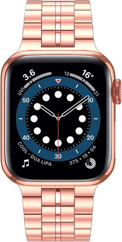Fitlink Ultra Thin Stainless Steel Metal Wristband Strap for Apple Watch 38/40/41/42/44/45mm, Replacement Bracelet Band Compatible with Apple Watch Series 7/6/5/4/3/2/1/SE(38/40/41mm,Silver/Rose-3) in Kuwait