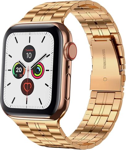 FITLINK ULTRA TRIP TRIP FESTER STELL STRAP FOR Apple Watch 38/41/41/42/44/45 مم ، شريط سوار بديل متوافق مع سلسلة Apple Watch 7/6/5/3/2/2/1/SE (38/40 /41 ملم ، فضية/روز -3) in Kuwait