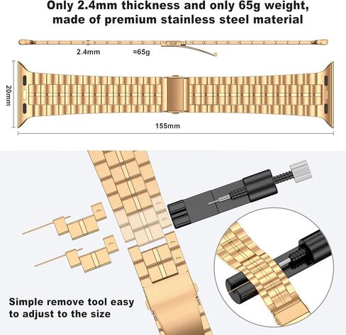 FITLINK ULTRA TRIP TRIP FESTER STELL STRAP FOR Apple Watch 38/41/41/42/44/45 مم ، شريط سوار بديل متوافق مع سلسلة Apple Watch 7/6/5/3/2/2/1/SE (38/40 /41 ملم ، فضية/روز -3) in Kuwait
