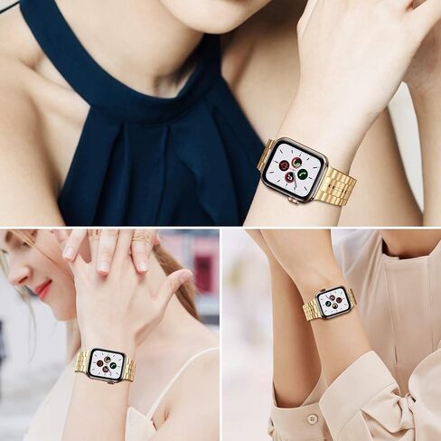 FITLINK ULTRA TRIP TRIP FESTER STELL STRAP FOR Apple Watch 38/41/41/42/44/45 مم ، شريط سوار بديل متوافق مع سلسلة Apple Watch 7/6/5/3/2/2/1/SE (38/40 /41 ملم ، فضية/روز -3) in Kuwait