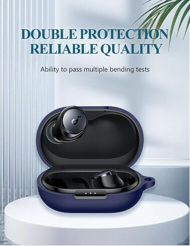 Case for Soundcore by Anker Space A40 Adaptive Active Noise Cancelling Wireless Earbuds, WUNIAK Soft Silicone Protective Portable Scratch Shock with Cleaner Kit & Carabiner & Lanyard,RED in Kuwait