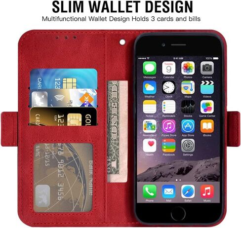 Asuwish متوافق مع iPhone 6/6s بالإضافة إلى 6Plus Wallet Case و Glass Glass Protector Protector Leather Card Card Cover Cover For iPhone6 ​​6+ iPhone6s 6S+ I 6P 6A S Six Gen Men Black in Kuwait