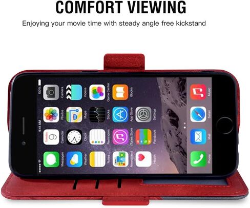 Asuwish متوافق مع iPhone 6/6s بالإضافة إلى 6Plus Wallet Case و Glass Glass Protector Protector Leather Card Card Cover Cover For iPhone6 ​​6+ iPhone6s 6S+ I 6P 6A S Six Gen Men Black in Kuwait