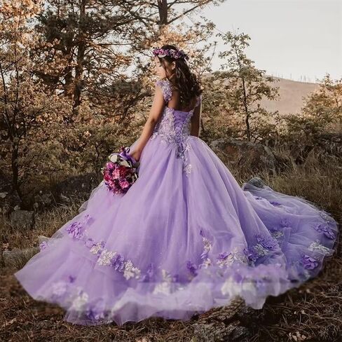 فساتين Mauuwy ثلاثية الأبعاد منقوشة بالزهور Quinceanera فستان حفلة منتفخ من التل اللامع 16 فستان بدون الكتف من الدانتيل فستان الأميرة Y120 in Saudi Arabia