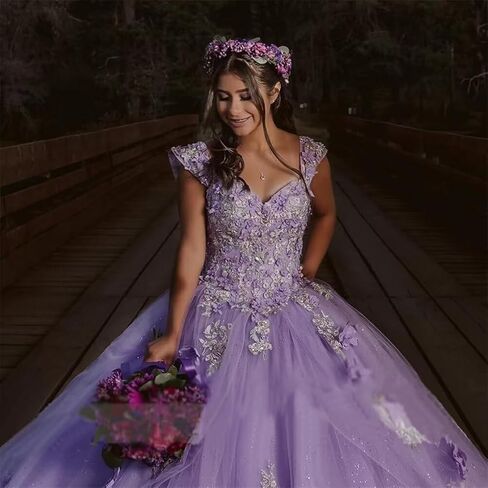 فساتين Mauuwy ثلاثية الأبعاد منقوشة بالزهور Quinceanera فستان حفلة منتفخ من التل اللامع 16 فستان بدون الكتف من الدانتيل فستان الأميرة Y120 in Saudi Arabia
