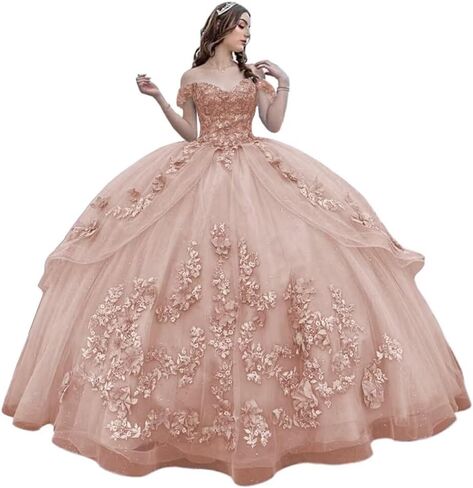 فساتين Mauuwy ثلاثية الأبعاد منقوشة بالزهور Quinceanera فستان حفلة منتفخ من التل اللامع 16 فستان بدون الكتف من الدانتيل فستان الأميرة Y120 in Saudi Arabia