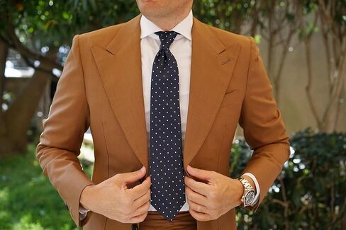 OTAA Navy Blue Tie with Red Polka Dots Casual Ties for Men - Perfect Neck Tie for Groomsmen Wedding Ties or Formal Occasions - Ideal Gifts for Him in Kuwait