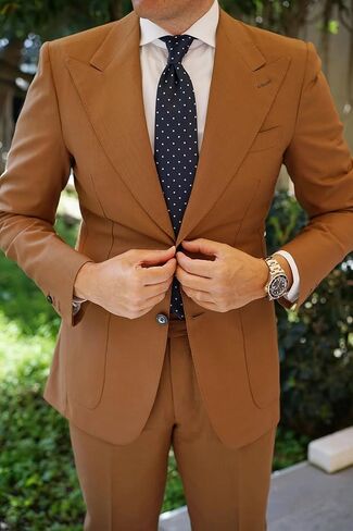 OTAA Navy Blue Tie with Red Polka Dots Casual Ties for Men - Perfect Neck Tie for Groomsmen Wedding Ties or Formal Occasions - Ideal Gifts for Him in Kuwait