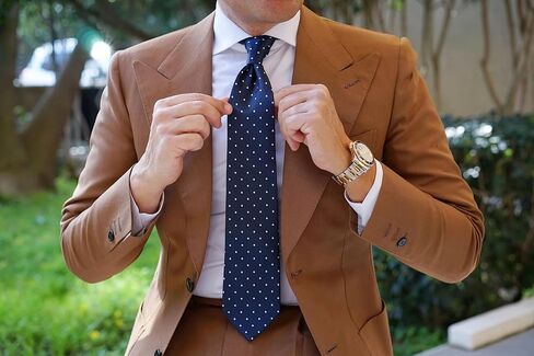 OTAA Navy Blue Tie with Red Polka Dots Casual Ties for Men - Perfect Neck Tie for Groomsmen Wedding Ties or Formal Occasions - Ideal Gifts for Him in Kuwait