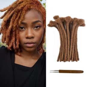 0.4cm Thickness Options 30 Strands 100% Real Human Hair Dreadlock Extensions for Man/Women Handmade Permanent loc Extensions Bundles Can Be Dyed Bleached Curled Twisted BUG Color 10 Inch