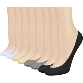 Double Couple 8 Pairs No Show Socks Women Low Cut Socks for Flats Non Slip Thin Liner Socks