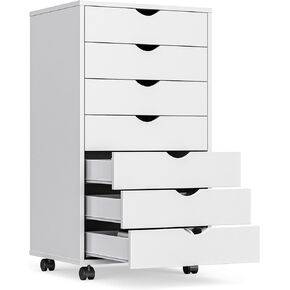 OLIXIS 5 Drawer Chest Wood File Cabinet Rolling Organization Storage Dresser with Wheels for Home Office