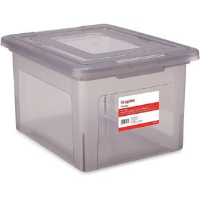 STAPLES Hanging File Box, Snap Lid, Letter/Legal Size, Clear (ST57620)