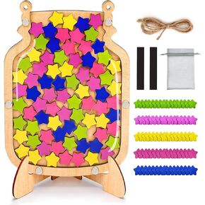 Magnetic Reward Jar, 11.57x8.66 Inch with 100 Stars Positive Behavior Tool, Reward Jars for Kids, Includes Upgraded Stand for Stability, Pen and Letter Stickers for Names, Star Jar Reward System