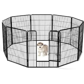 Sweetcrispy Plastic Dog Playpen - 6-Panel 24" Expandable & Durable Pet Fence for Medium Dogs - Indoor & Outdoor Portable Puppy Playpen with Secure Locking Door, White