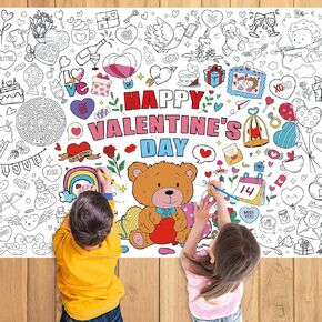 43.3x31.5Inch Valentine's Day Giant Coloring Poster with Picture, Birthday Gift Painting Poster, Art Crafts Activity Drawing Paper in School, Classroom, Home, Party for Boys, Girls, Kid