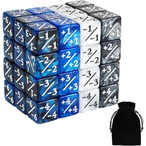 48 Pieces Magic Counter Dice Life MTG Counters Dice Set Marble Buff Tokens D6 Dice Compatible with Magic The Gathering, TCG, Card Gaming Accessories