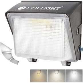 80W MAX Dusk-to-Dawn Outdoor Lighting, LED Wall Pack Lights with Photocell, Color and Wattage Switchable,Bright 10450Lm Security Flood Light for House Commerce, ETL- 4 Pack