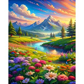 Ekuxom Paint by Numbers Kit for Adults Flowers, Paint by Numbers Flowers, Flower Paint by Numbers for Adults, Adults' Paint-by-Number Kits Acrylic Paint Canvas 16x20 Inch（Without Frame）