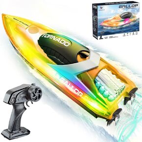 OSWIN Remote Control Boat 15+ MPH Fast RC Boat for Pool & Lake, HJ819 Remote Control Boat with LED Lights RC Speed Boat 2.4Ghz Race Boats for Adults & Kid, Pool Toys(Green) in Kuwait