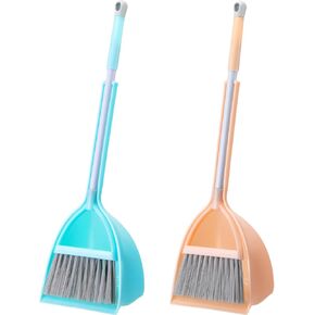 Roshtia 3 Pcs 3 Pcs Mini Broom with Dustpan for Kids Broom and Dustpan Set Toddler Cleaning Set Boys Girls Small Cleaning for Kitchen Bathroom Pet (Yellow,Red,Green)