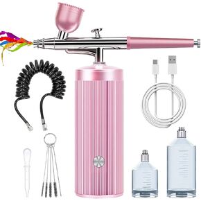 Airbrush Kit - Cordless Airbrush Compressor, Auto Handheld Airbrush Gun, Rechargeable,Portable Wireless Air Brush, Airbrush Machine for Nail Art, Painting, Cake Decor, Barber, Makeup, Model(Black)