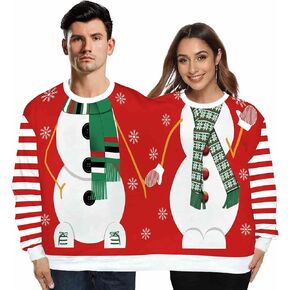 Two Person 3D Ugly Christmas Sweatshirt for Women Man Matching Christmas Sweatshirt for Couples Xmas Thanksgiving