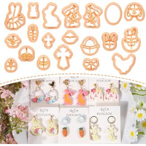 Puocaon Strawberry Bow Clay Cutters - 8 Shapes Polymer Clay Cutters for Earrings Jewelry Berry Fruits Earrings