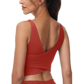 High Neck Sports Bra for Women Longline Full Coverage Sports Bras Medium Impact Padded Workout Crop Tops for Yoga Gym