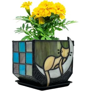 وعاء زهرة القط الأرجواني اللطيف ، والأواني اللطيفة للنباتات ، وعاء نبات صغير مع تصميم وجه فريد للقطط ، وتزيين القطة القابلة للإمالة ، 4.6x3x5.15 في (باستثناء النباتات) in Kuwait