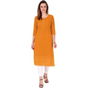 ladyline Rayon Chikankari Tunic Kurta Kurti Top Womens Schiffli Sequins Embroidered