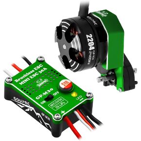 GOUPRC 2204 2400KV Brushless Outrunner Motor with Transmission & 30A Brushless Mini Esc for SCX24 RC Crawler Axial 1/24 RC Car Truck Spliced Black & Red