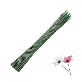 100 Pieces Floral Wire Stems 14 Gauge, Flower Wire Stems for Bouquet Craft, Green Florist Wire for Paper Flower Artificial Flower Arrangement DIY Making Supplies, 14 Inch
