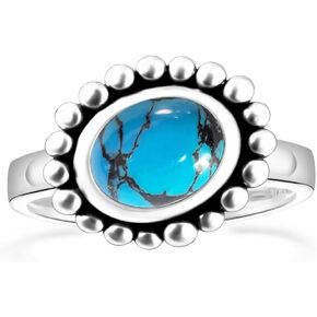 Retro Sterling Silver Oval Natural Black Agate Stone Ring,Genuine Real Crystal Quartz Gem Stone Sunflower Shape Boho Bohemian Ring Jewelry for Women (A02_Black Agate, 8) in Kuwait