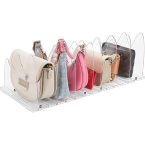 Purse Organizer for Closet, Shelf Dividers for Closet Organization, Purse Handbag Storage Closet Organizer, Adjustable Acrylic Bag Divider Organizers for Sweaters, Shirts, 10 Dividers, 2 Bases