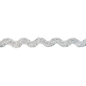 Glitter RIC Rac Trim - 5/8 Inch (15mm) - 5 Yards - Silver Wave Bending Fringe Trim Glitter Lace Ribbon RIC Rac Trim for Sewing Clothes Gift Wrapping Home Party Decoration GL0205