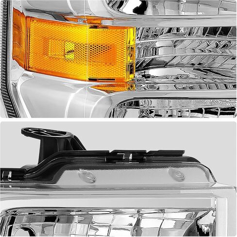 DNA MOTORING Headlamps Headlight Assembly Compatible With 08-14 Ford E150 08-21 E350 E450SD 16-21 F650 F750, Left, Chrome/Amber, HL-OEM-ESD08-CH-AM-L in Saudi Arabia