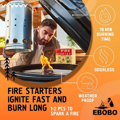 240 PCS Fire Starter Fancares for Fireplace و Wood Stove و Campfires و Grill و Fire Pit و Smoker و BBQ - عصي بداية الفحم بدون رائحة ، مكعبات نارية طبيعية للداخلية والخارجية في الهواء الطلق in Kuwait