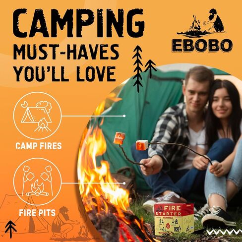 240 PCS Fire Starter Fancares for Fireplace و Wood Stove و Campfires و Grill و Fire Pit و Smoker و BBQ - عصي بداية الفحم بدون رائحة ، مكعبات نارية طبيعية للداخلية والخارجية في الهواء الطلق in Kuwait