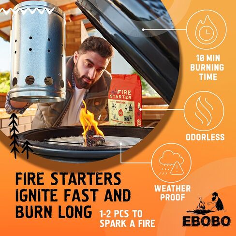 240 PCS Fire Starter Fancares for Fireplace و Wood Stove و Campfires و Grill و Fire Pit و Smoker و BBQ - عصي بداية الفحم بدون رائحة ، مكعبات نارية طبيعية للداخلية والخارجية في الهواء الطلق in Kuwait