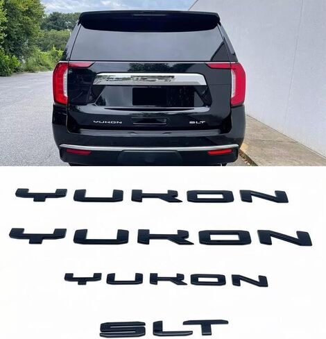 Yoaoo Set 4pack OEM Two Yukon Plus Tailgate Yukon SLT Emblems Letter Badge 3D Compatible with Yukon Denali 2019-2025 84831809 Shiny Chrome in Kuwait