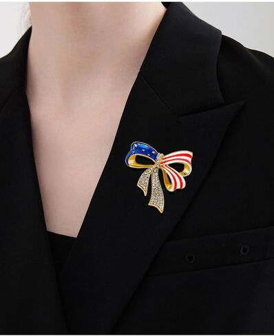 Patriotic American Flag Pin for Women Men, 4th of July Independence Day Heart Letter Brooch with Rhinestone, Costume Accessories for Sweater Dress Scarf in Kuwait