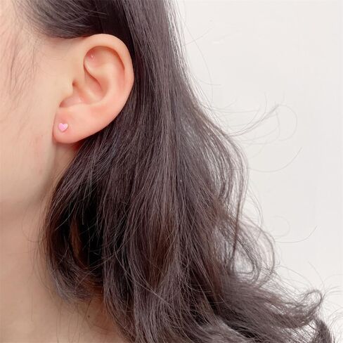 Cute Tiny Red Enamel Heart Gold-Plated Small Stud Earrings for Women Dainty Minimalist 925 Sterling Silver Hearted Love Mini Little Cartilage Tragus Studs Hypoallergenic for Sensitive Ear Fashion Jewelry for Her Daughter Christmas 4mm in Kuwait