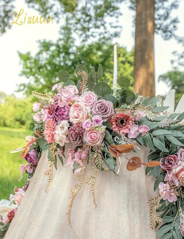 9FT Wedding Arch Flower Garland, Handmade Wedding Table Decorations,Head Table Floral Decor for Noble and Charming Wedding Ceremony in Kuwait