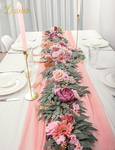 9FT Wedding Arch Flower Garland, Handmade Wedding Table Decorations,Head Table Floral Decor for Noble and Charming Wedding Ceremony in Kuwait