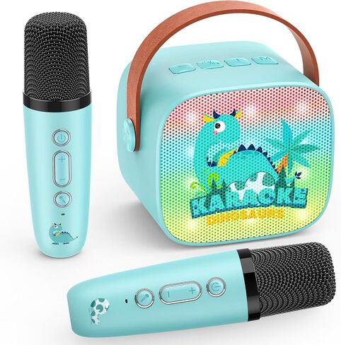 Mini Karaoke Machine Toys Gifts: Kids Toys Easter Birthday Gifts for 4 5 6 7 8 9 Years Old Girl Boy LED Portable Bluetooth Speaker with 2 Wireless Microphone Girl Boy Kid Adult Gift Toy Age 3-12+ in Kuwait