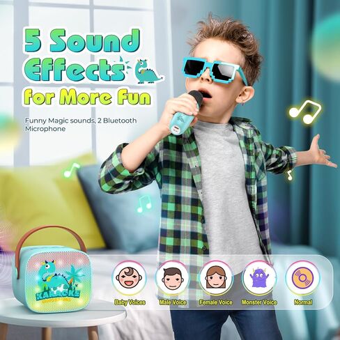 Mini Karaoke Machine Toys Gifts: Kids Toys Easter Birthday Gifts for 4 5 6 7 8 9 Years Old Girl Boy LED Portable Bluetooth Speaker with 2 Wireless Microphone Girl Boy Kid Adult Gift Toy Age 3-12+ in Kuwait
