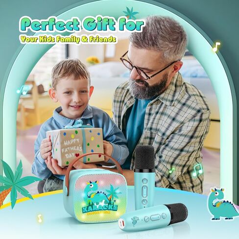 Mini Karaoke Machine Toys Gifts: Kids Toys Easter Birthday Gifts for 4 5 6 7 8 9 Years Old Girl Boy LED Portable Bluetooth Speaker with 2 Wireless Microphone Girl Boy Kid Adult Gift Toy Age 3-12+ in Kuwait